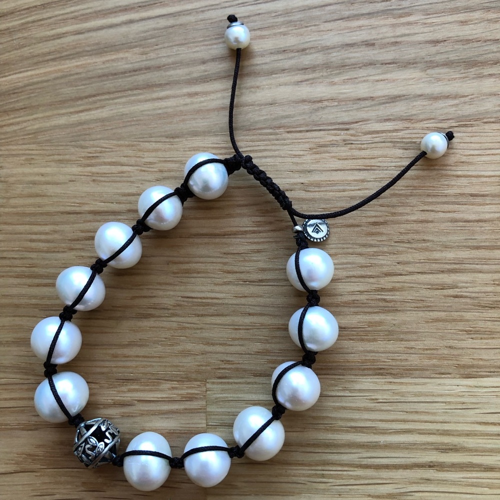NWOT Silpada adjustable corded pearl sterling silver bead bracelet